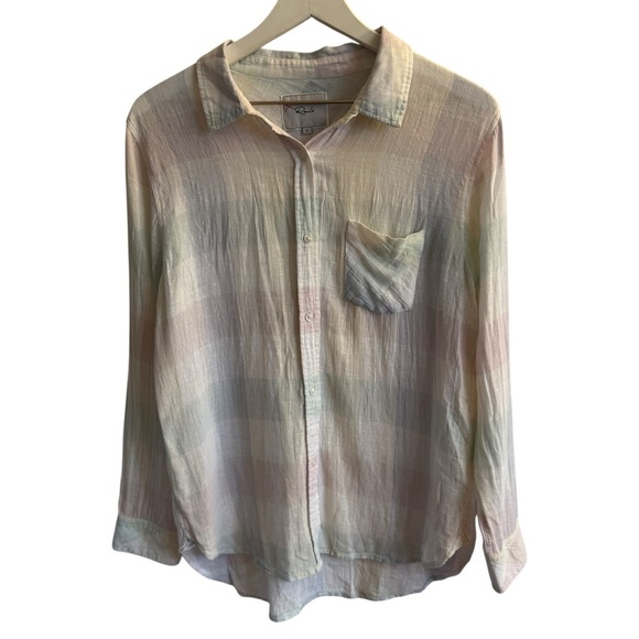 RAILS Charli Button Down Shirt in Pastel Buffalo Plaid, Size Small - Picture 5 of 11
